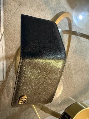 Gucci Black Leather Bifold Wallet with Gold GG Accent
